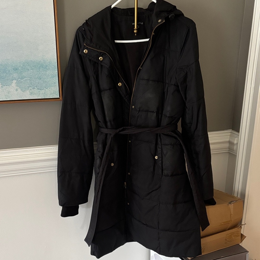 J. Crew Black Belted Puffer Jacket